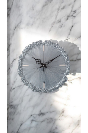 DHA ART GALLERY 35X35 SİLVER EPOKSİ DUVAR SAATİ