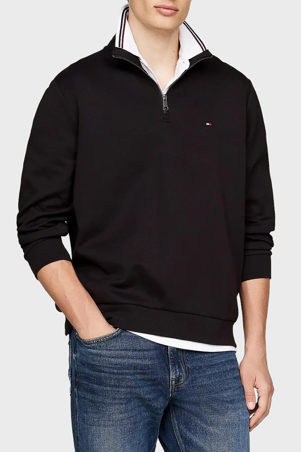 تامی هیلفیگر ژاکت مردانه نخی یقه ایستاده زیپ‌دار سایز معمولی MW0MW36510 BDS