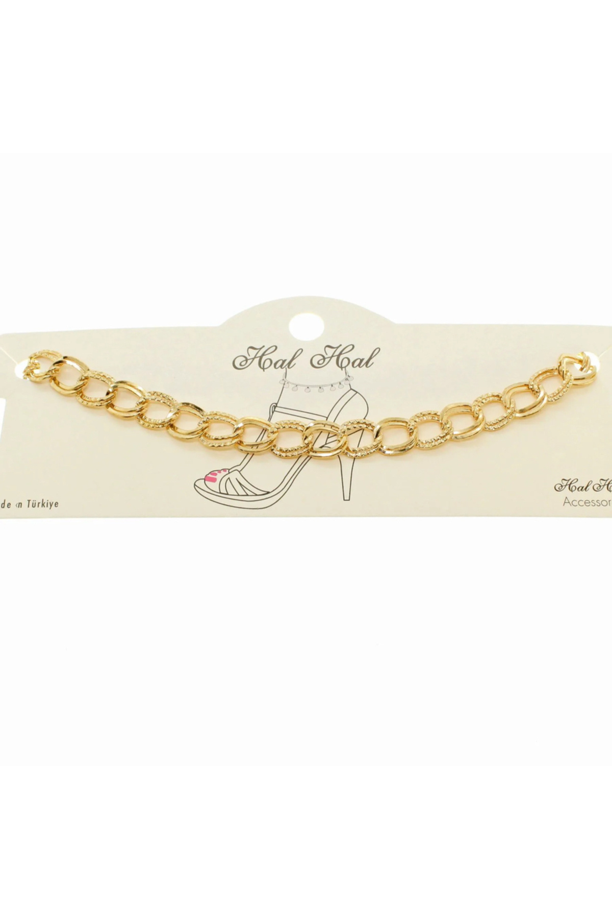 kozenbijoux Altın Renk Çift Zincir Halhal