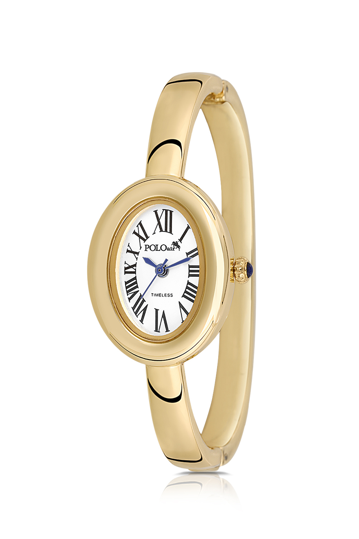 Poloair Cuff Oval Case Roman Numeral Women's Wristwatch Gold PL-1589B1x