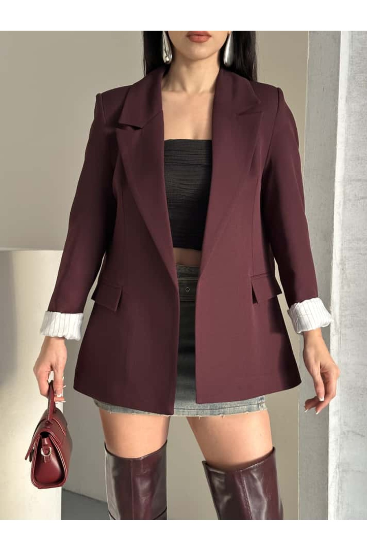 MYGİYİMİSTANBUL  blazer ceket ( çizgili astar)