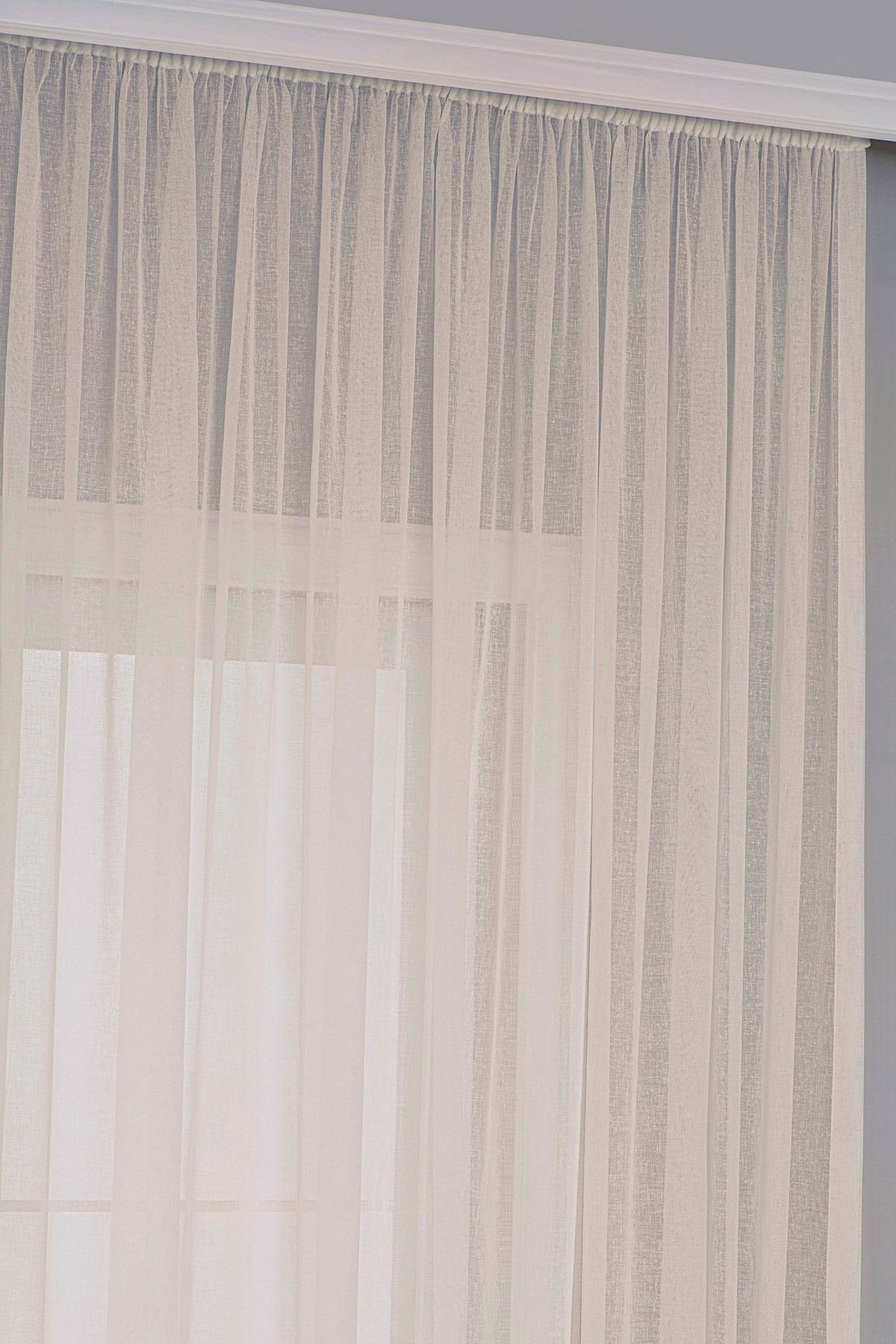 Beige LINEN PLUS exfoliated Tulle Curtain No Iron Required