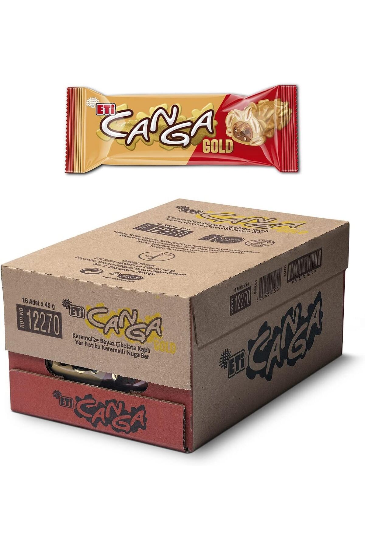 STOREMAX Eti Canga Gold Yer Fıstıklı Karamelli Nuga Bar 45 g x 16 Adet 1175735