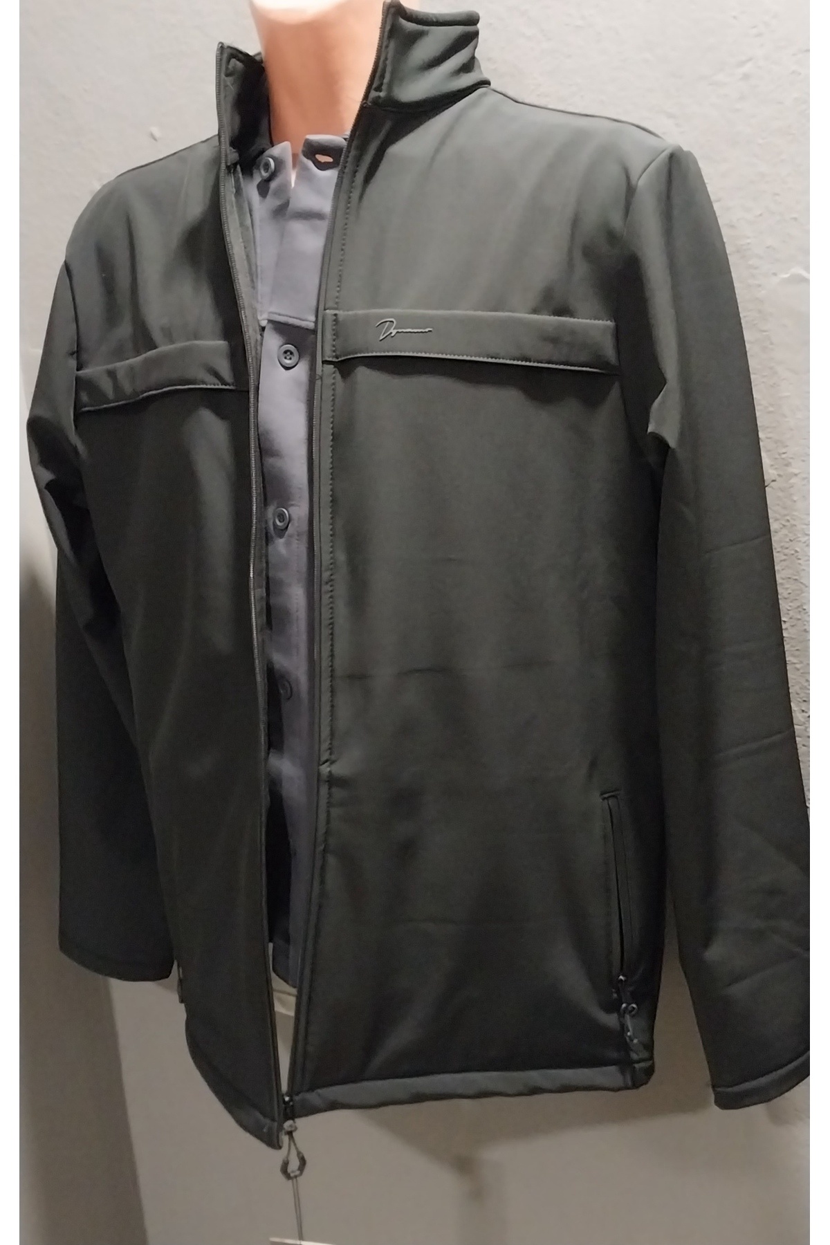 DYNAMO ERKEK DİK YAKA SU İTİCİ LİKRALI SOFTSHELL KUMAŞ BÜYÜK BEDEN MONT görsel 5