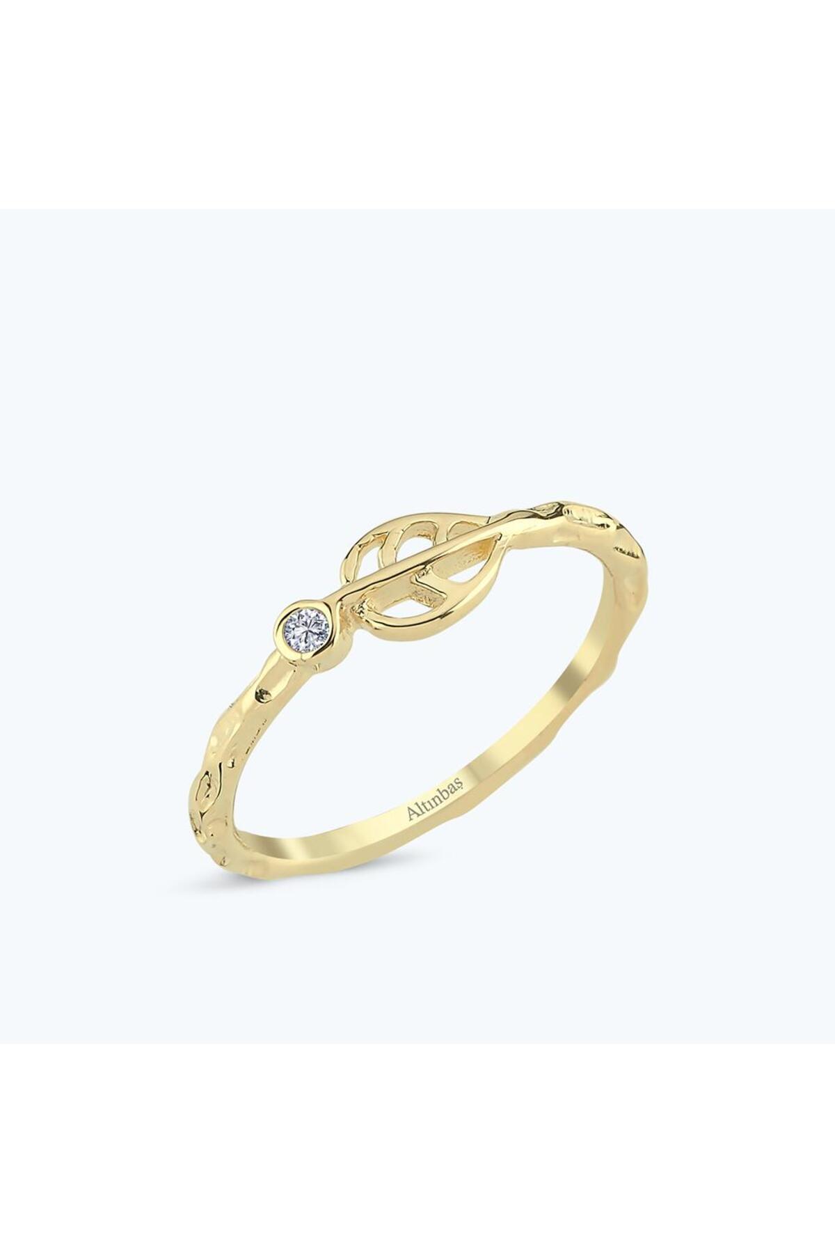 Altınbaş Altın Tektaş Yaprak Yüzük