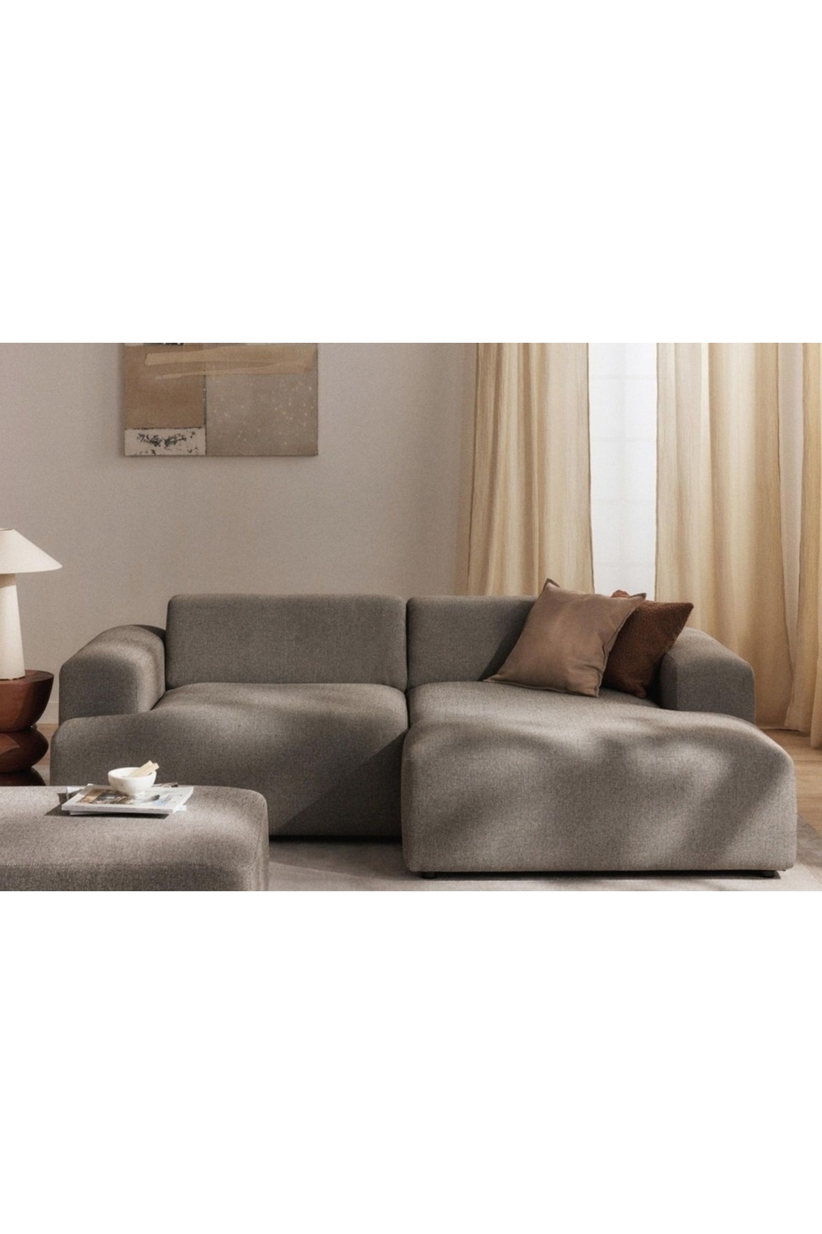 Vivense ELSA KETEN MİNİ KÖŞE KOLTUK, SAĞ KÖŞE, KAHVERENGİ