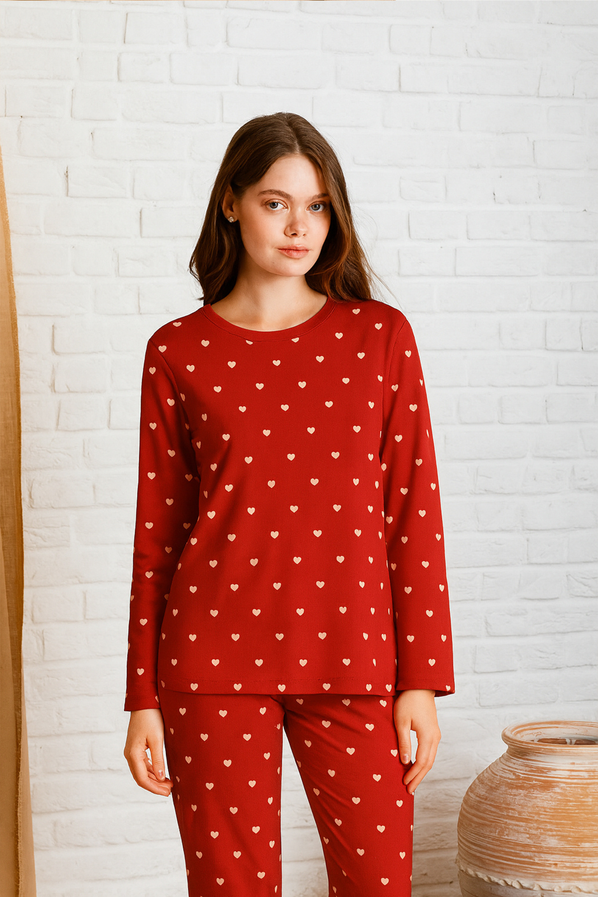 Nisanca  Mevsimlik Uzun Kollu Süet Kadın Pijama Takımı- Bisiklet Yaka Kadın Pijama - Görsel 3