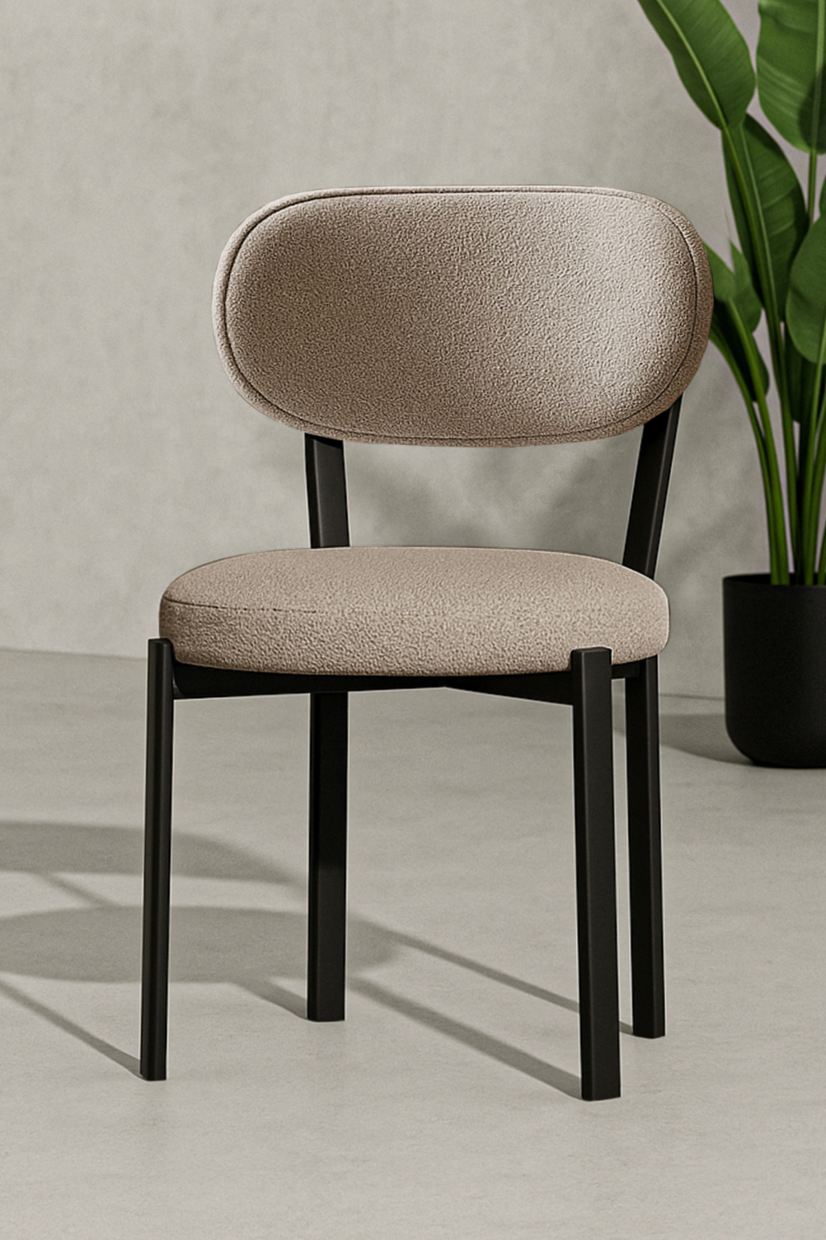 Kitchen Dining Chair with Metal Legs Wipeable Paw Friendly Teddy Fabric Chair 1 Pc BROWN