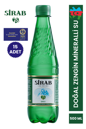 SİRAB Doğal Zengin Mineralli Maden Suyu Qazlı 500 ml 15 Adet