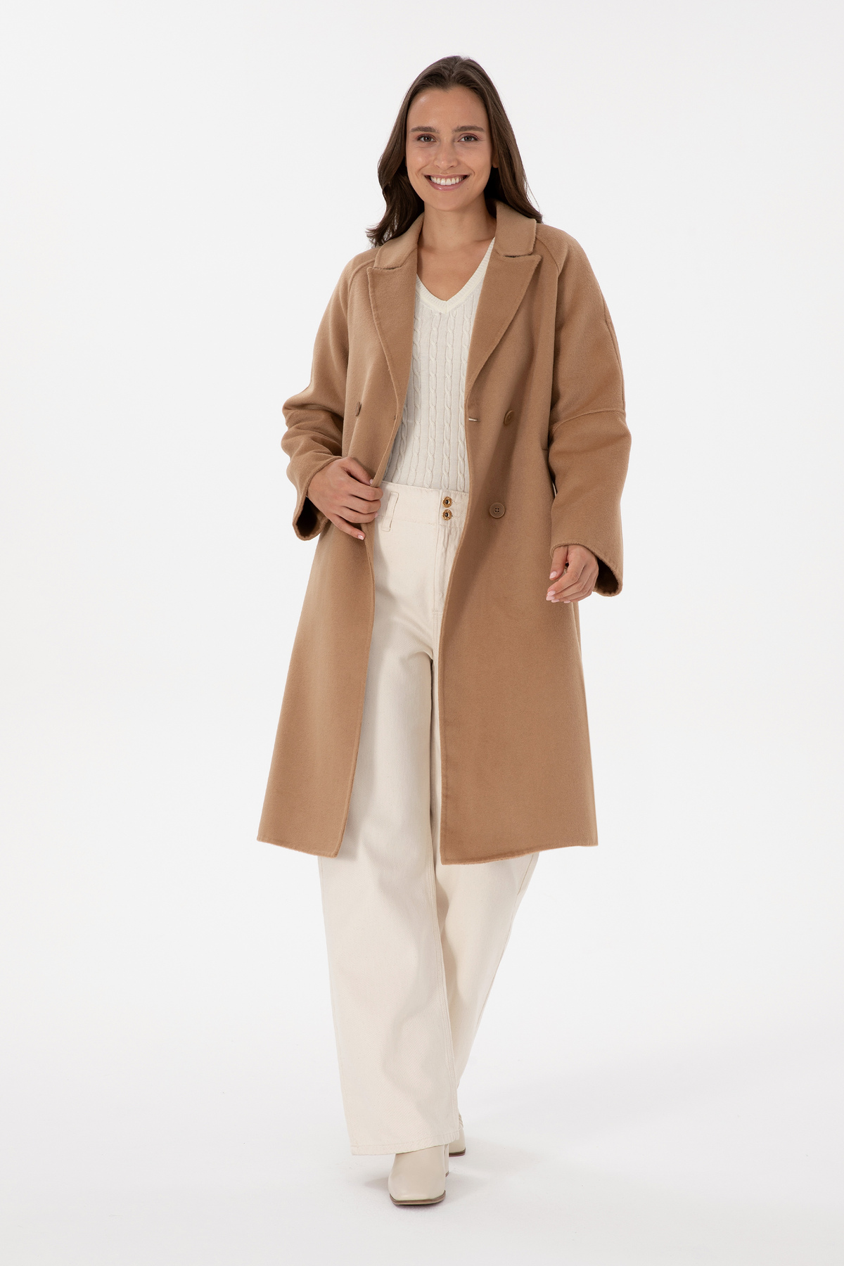 U.S. Polo Assn.  Kadın Camel Kaşe Kaban 50308642-VR015 - Görsel 3