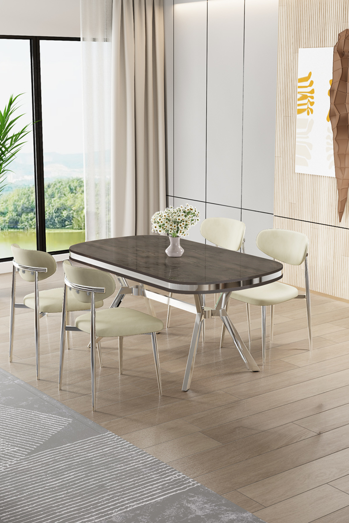 美品希少　MARK＆LONA 46size 15周年記念モデル Canisa Olya Serisi 90x168 MDF Sabit Lak Panel Antrasit İroni Masa