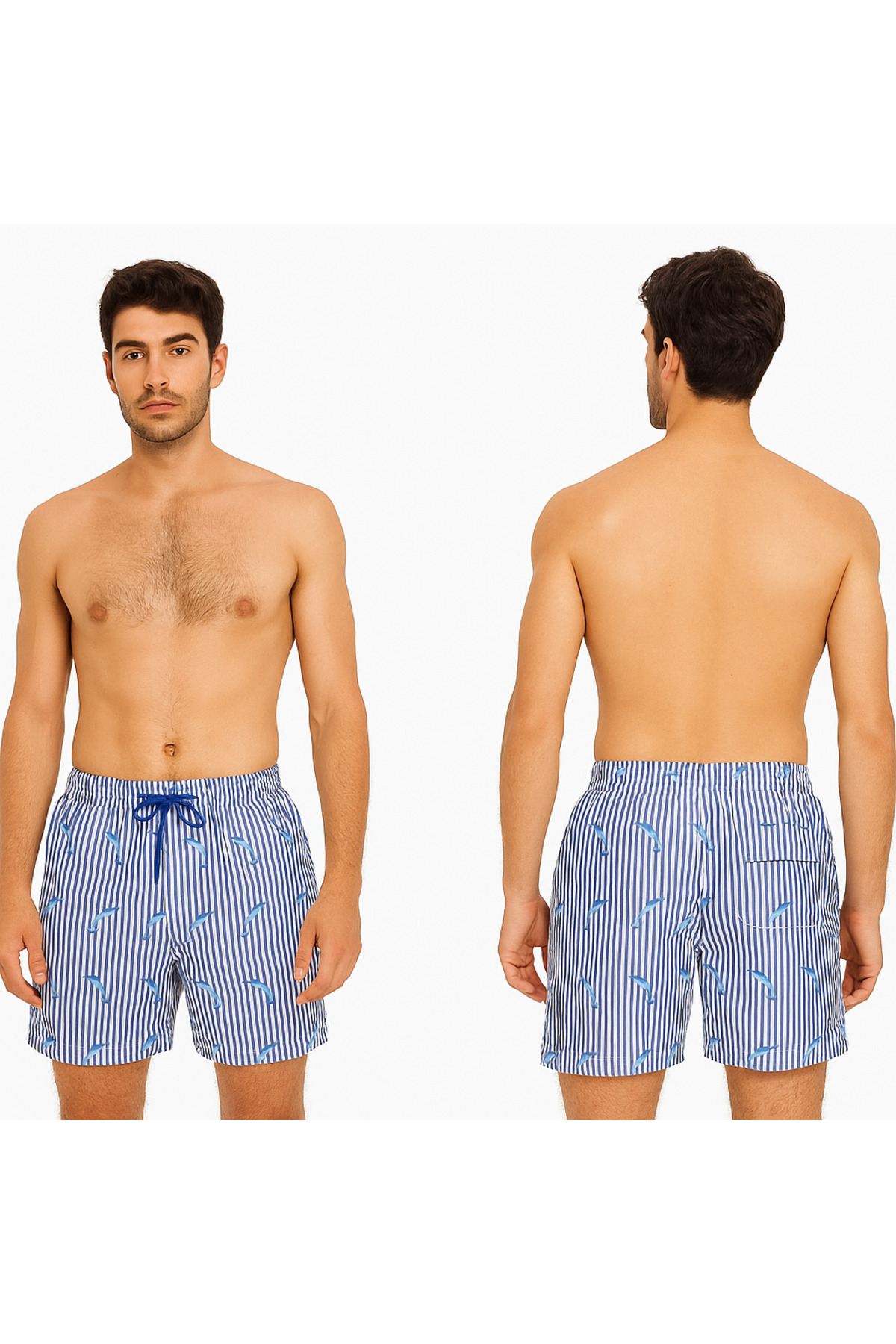 ZEND POLO Men's Sea Shorts with Fish Print