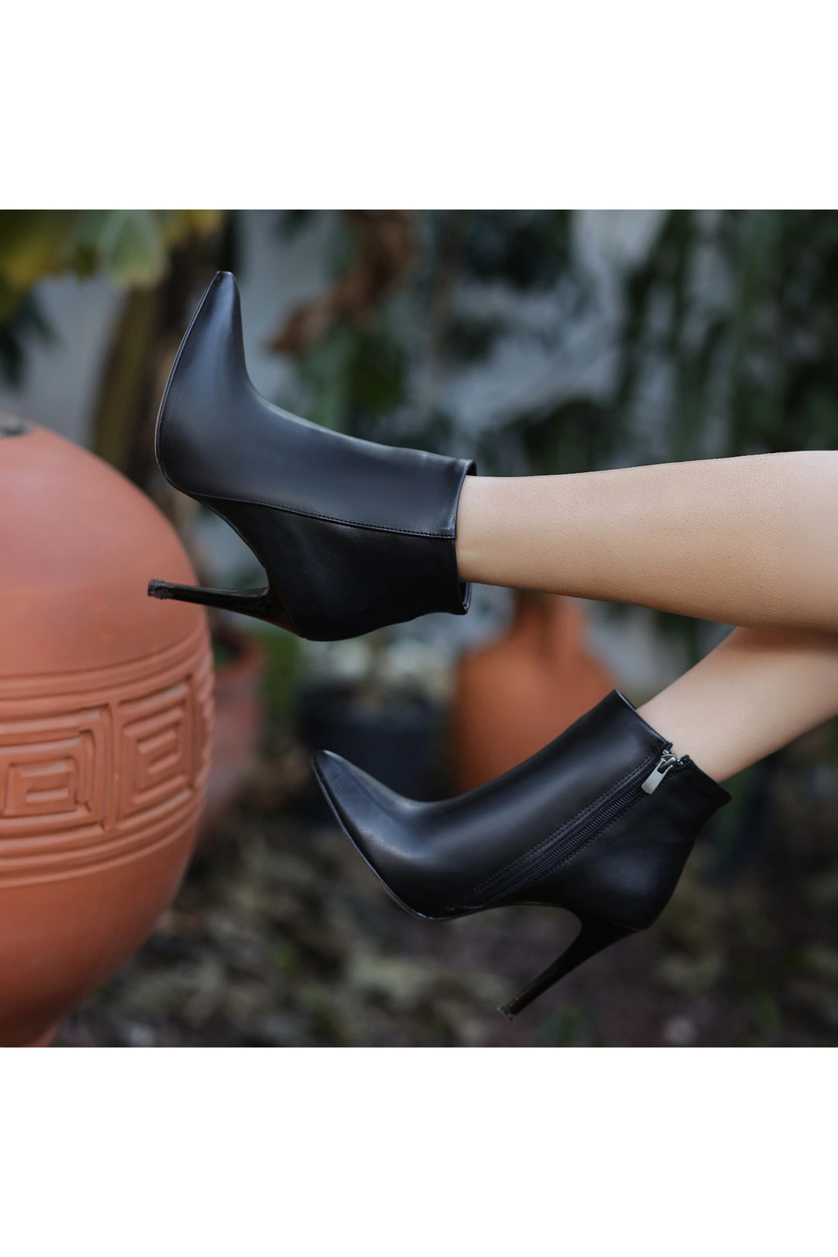 ALFA AKSESUAR 03  Blan Siyah Cilt Topuklu Bot - Görsel 4