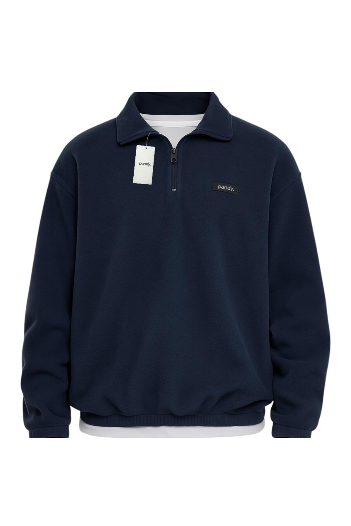pandy Unisex Standart Fit Oversize Rahat Kesim Tüylenme Yapmayan Soğuk Geçirmez Dik Yaka Polar Sweatshirt
