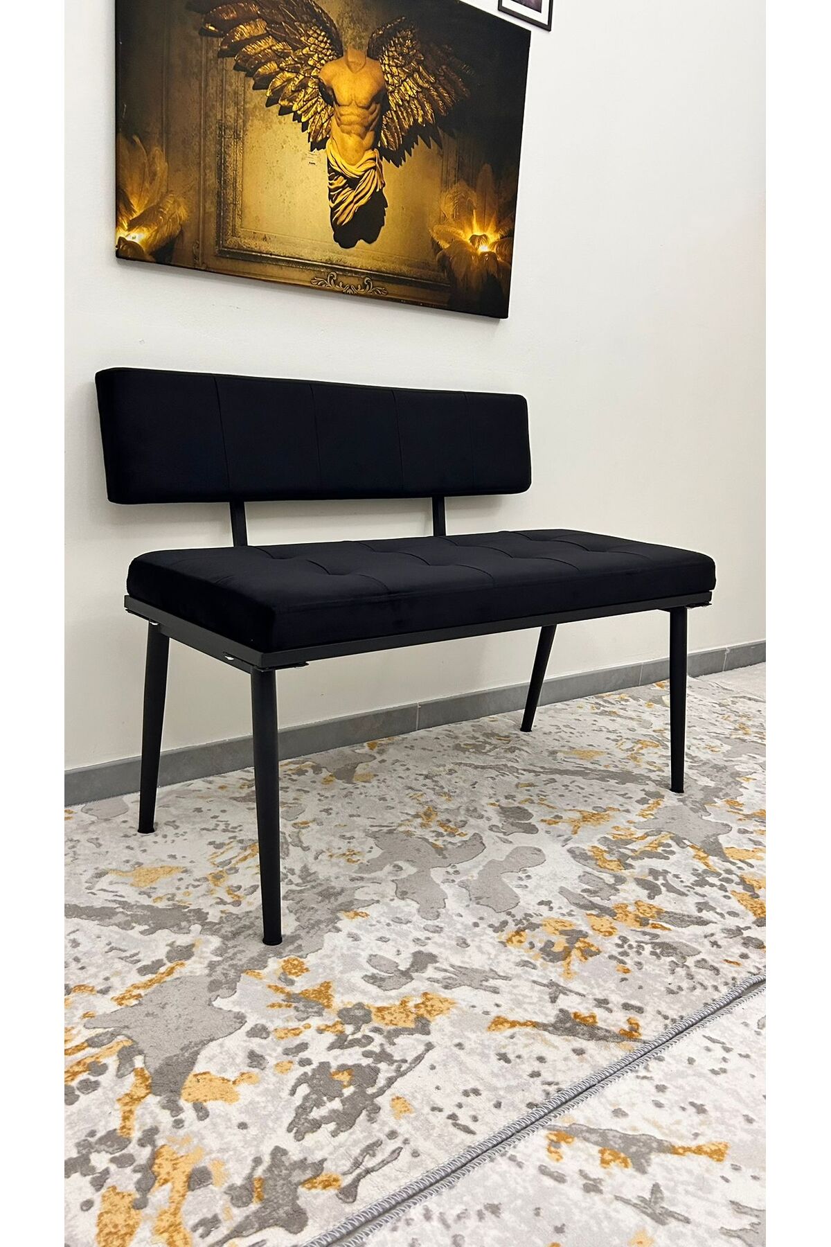 SEVİNÇ MOBİLYA siyah metal bank bench puf bench yemek masası bench ...