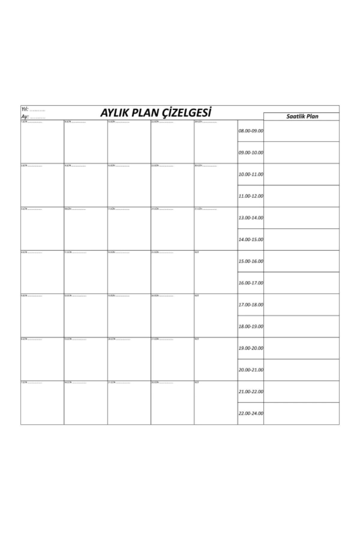 Go İthalat Aylık Planlayıcı Manyetik Duvar Stickerı Takvim Plan Çizelgesi (5324)