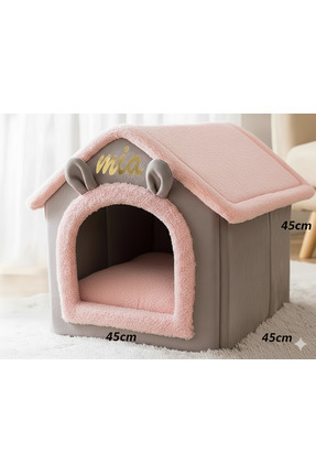 doyapet pembe villa özel tasarım kedi ve köpek yatağı evi kulübesi