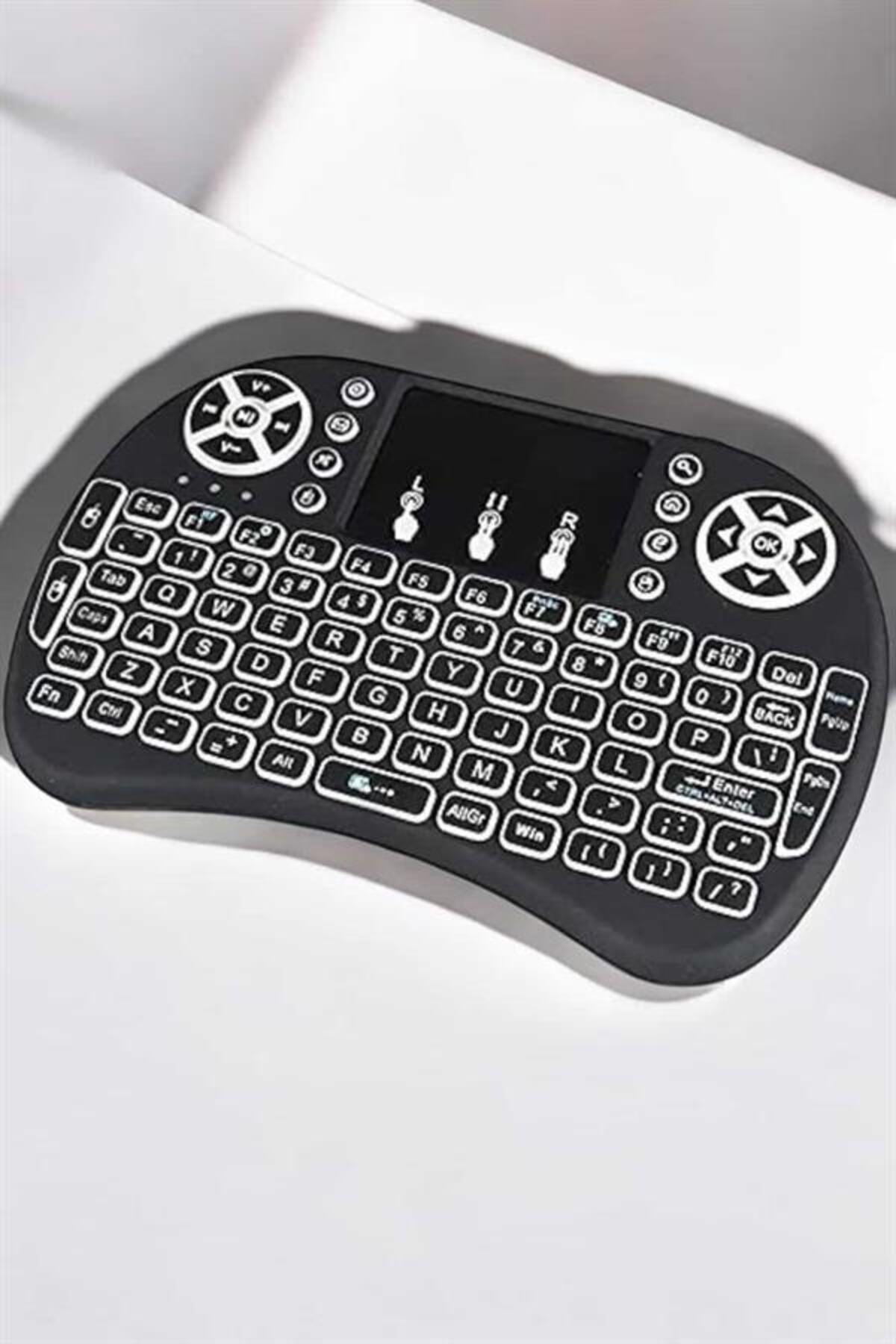 UCUZTEKNO Işıklı Kablosuz Mini Q Klavye Tüm Cihazlara Uyumlu