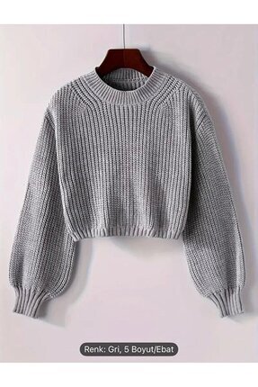 VARENZEA Selanik Kalın Örgü Oversize Balon Kol Görünümlü Bisiklet Yaka Kışlık...