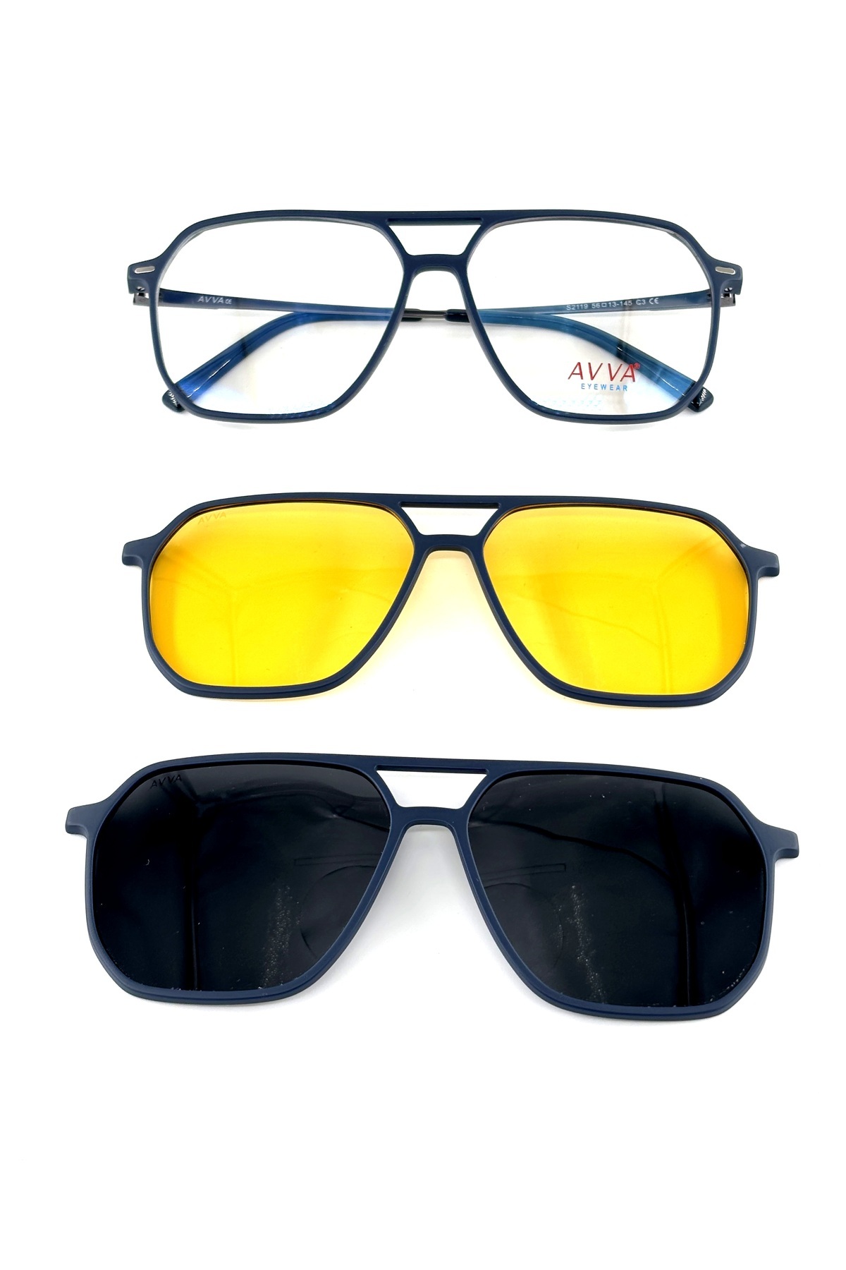 آوا عینک آفتابی مردانه گیره‌ای و ضد بخار S2119 C3 56-13-145