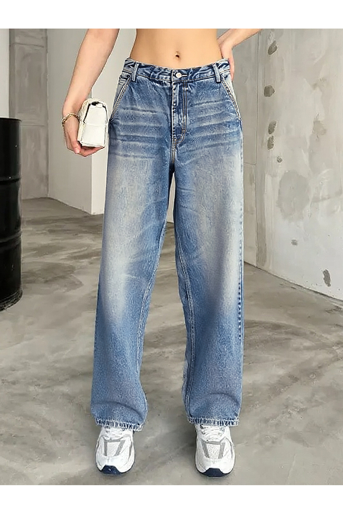 Shevadne Women's High Waist Gradient Wide Leg Jeans Casual Streetwear Pants Spring