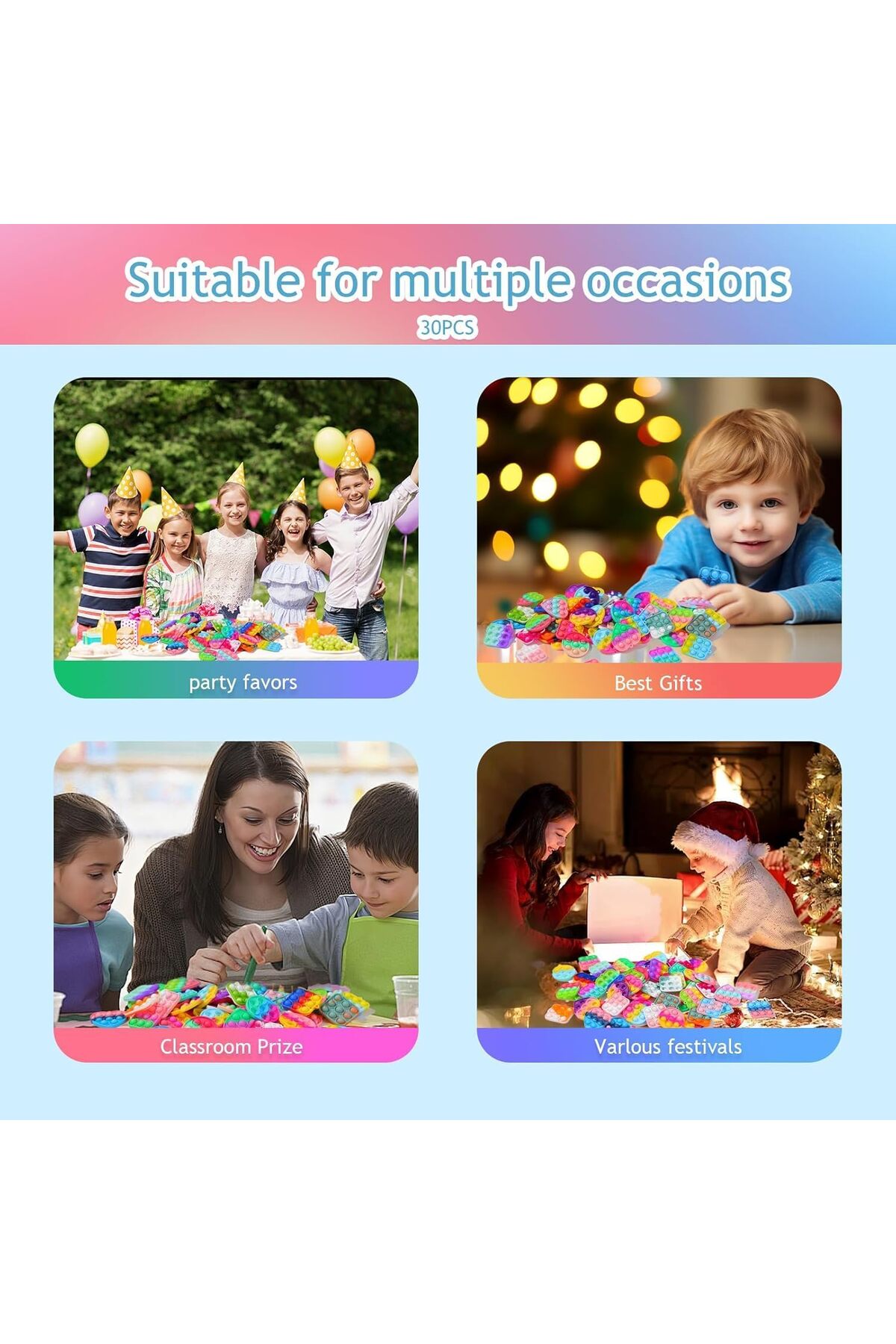 ® بسته ۶۰ عددی اسباب‌بازی‌های مینی پاپ – هدایای جشن کودکان و اسباب‌بازی‌های حسی