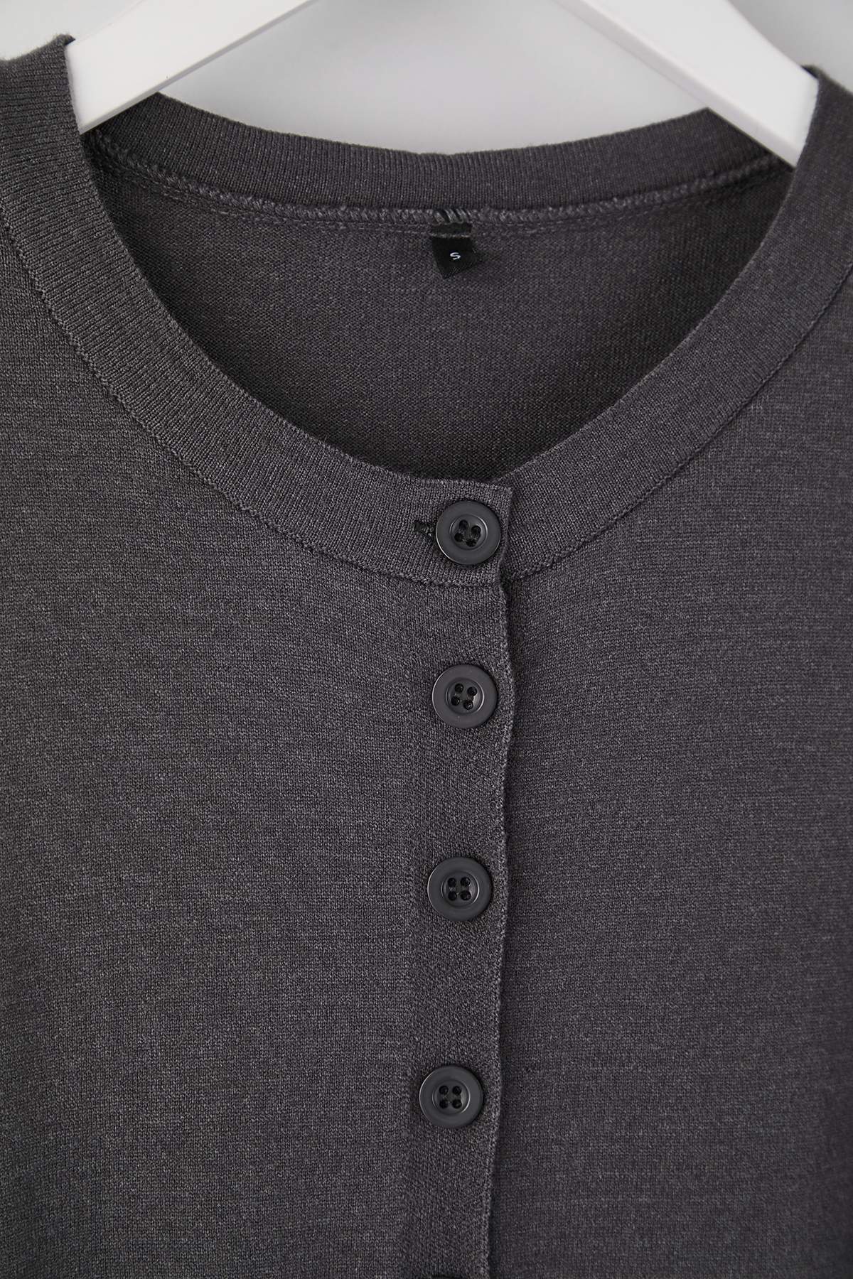 Trendyolmilla  Wardrobe Essentials Antrasit Merserize Görünümlü Triko Hırka-Pantolon Alt-Üst Takım | TWOAW26AU00003 - Görsel 6