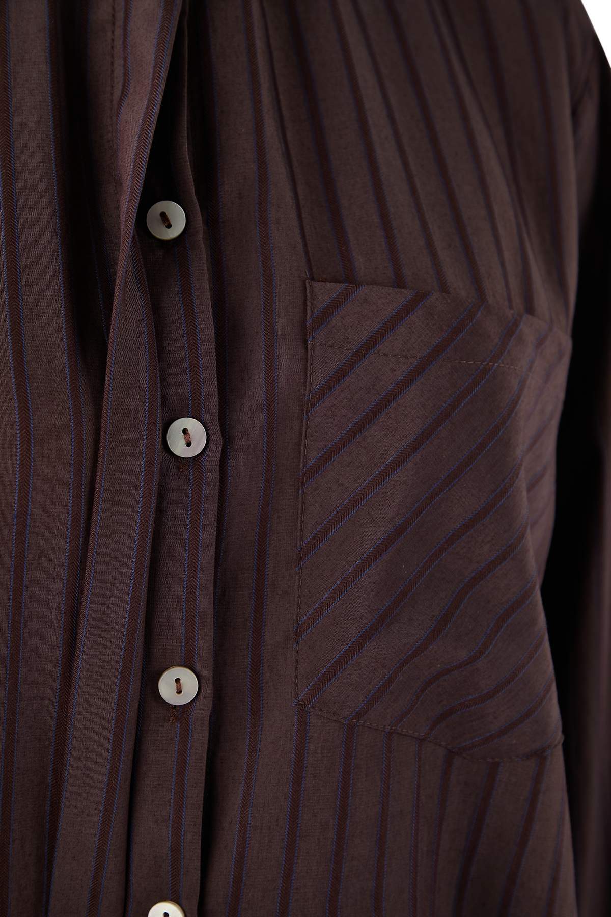 Trendyolmilla  Kahverengi Çizgili Oversize Dokuma Gömlek TWOAW26GO00138 - Görsel 10