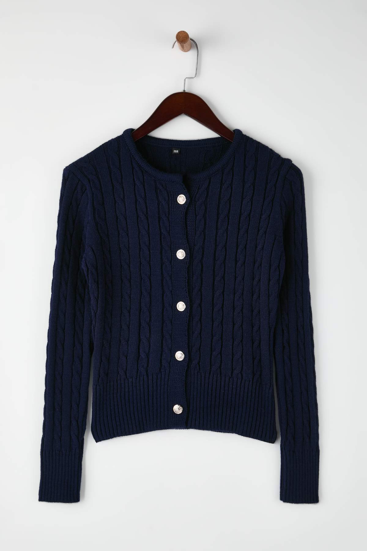 Trendyolmilla  Lacivert-Ekru 2'li Fitted/Vücuda Oturan İkili Paket Triko Hırka TWOAW26HI00218 - Görsel 9