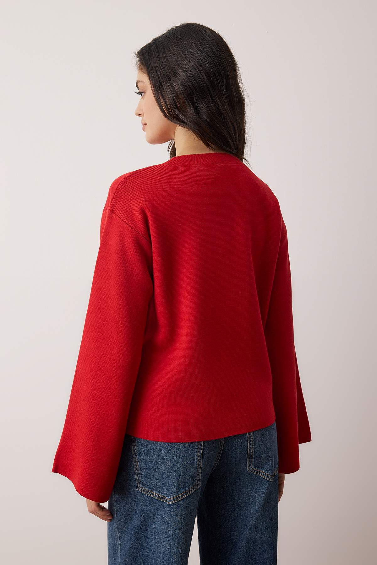 Trendyolmilla  Koyu Kırmızı More Sustainabe Basic Triko Kazak TWOAW25KZ00313 - Görsel 4