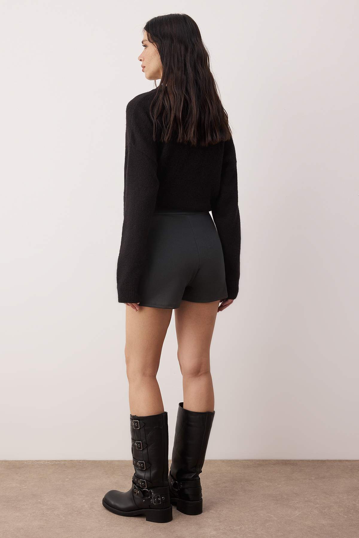 Trendyolmilla  Antrasit Yırtmaçlı A-line/Çan Açılan Esnek Örme Mini Şort Etek TWOSS24ET00212 - Görsel 10