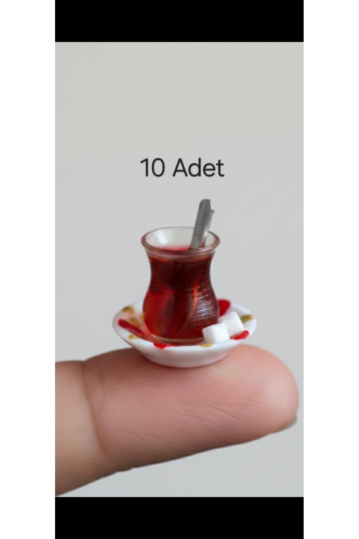 Minyatür Dünyam 10 Adet Minyatür Çay Bardağı - Şekerli Ve Sade Karışık. Tepsi Hediyeli - Mini çay bardağı