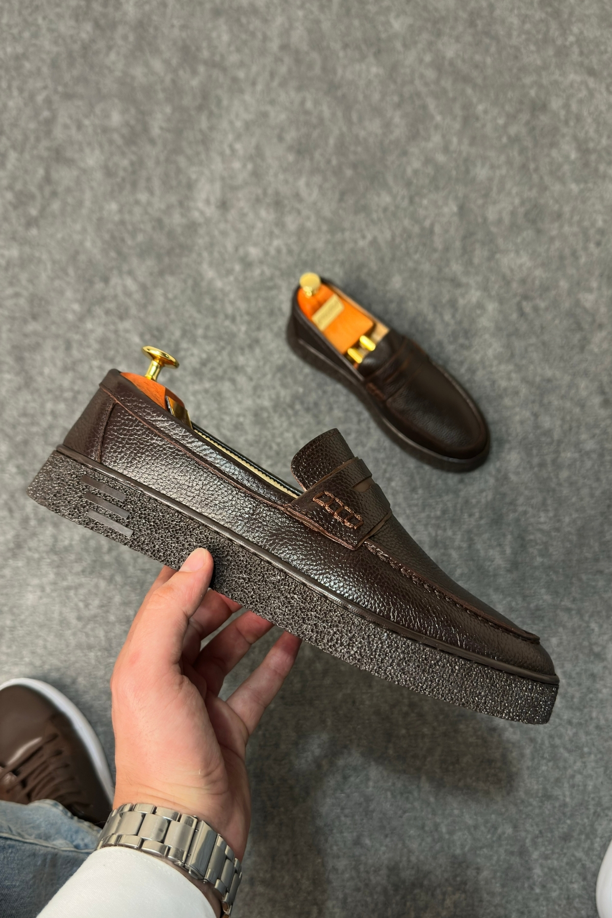 Greyybull Shoes kahve Hakiki Deri Erkek Günlük Ayakkabı, Loafer Ayakkabı, Hafif Ayakkabı görsel 5