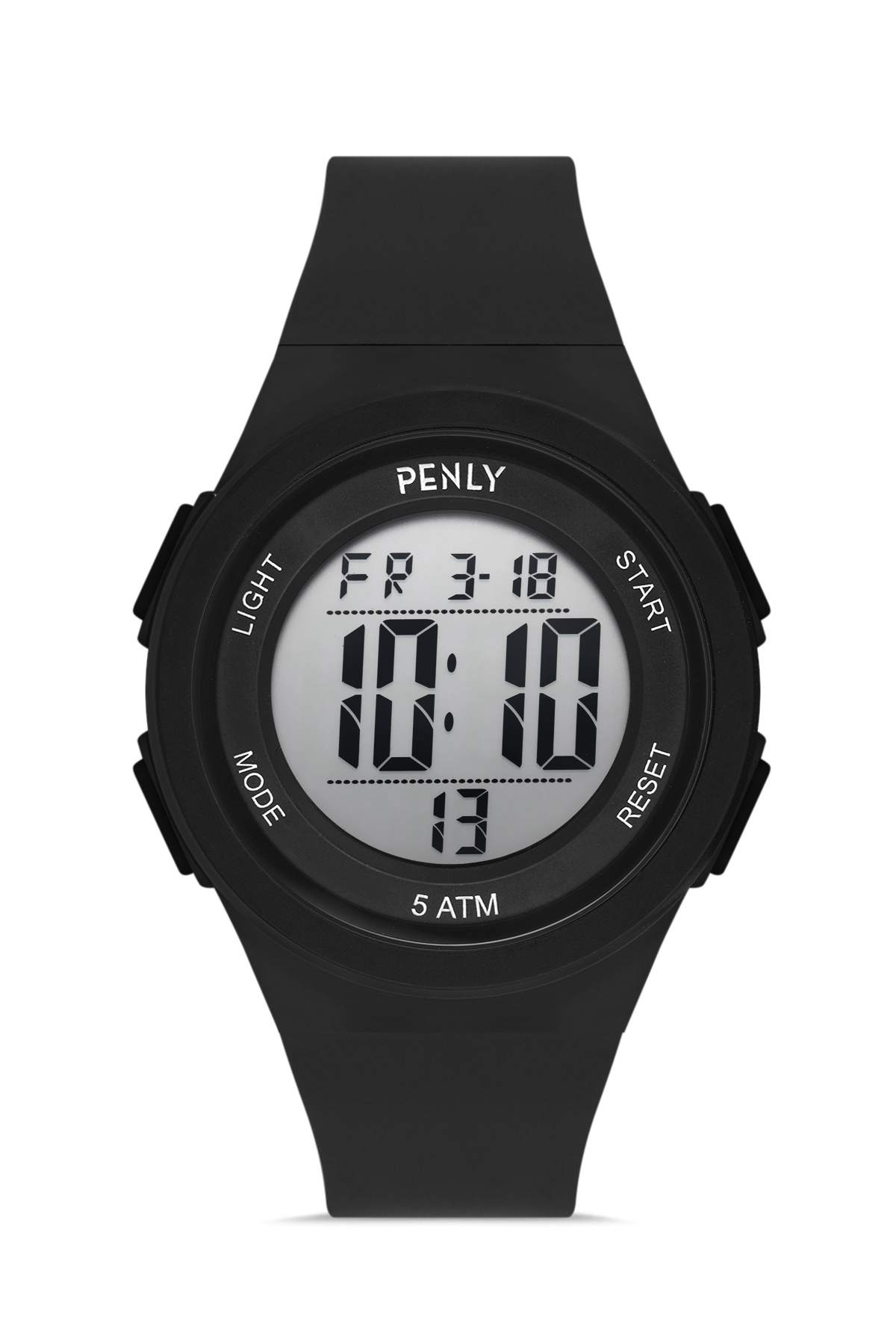 Penly Dijital Kol Saat Siyah 8111-1 Serisi + Su Gerçirmez Isıklı Kronometreli Alarmlı