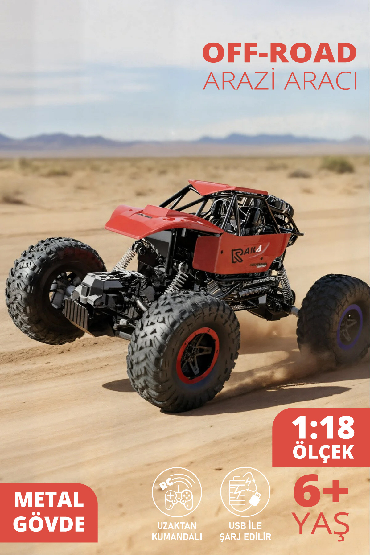 SmartFox Rock Crawler - Metal Gövde - Uzaktan Kumandalı – 1.18 - Metal Süspansiyonlu