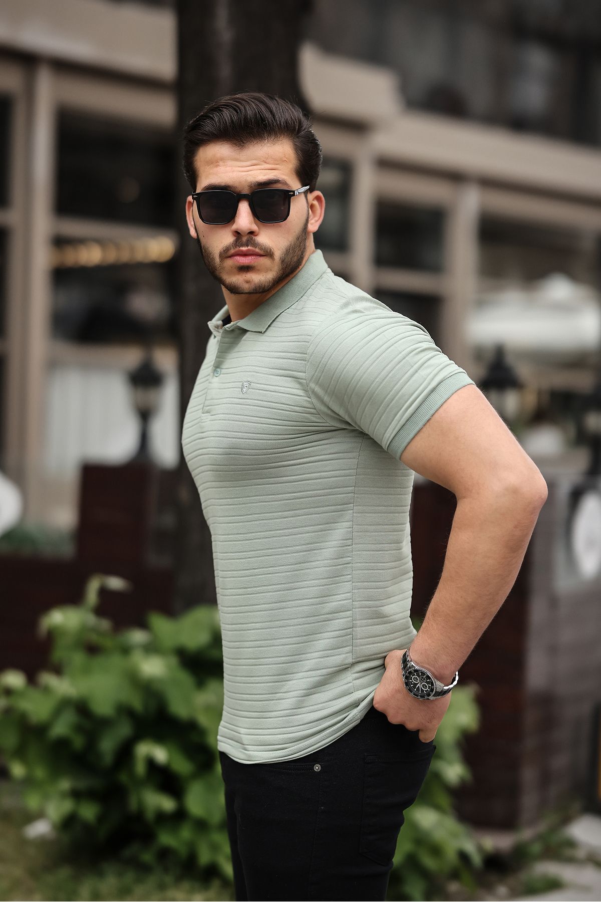 COMBİNE MİCHAİL  Erkek %100 Pamuklu Kumaş Slim Fit Kesim Çağla Polo Yaka T-shirt - Görsel 2