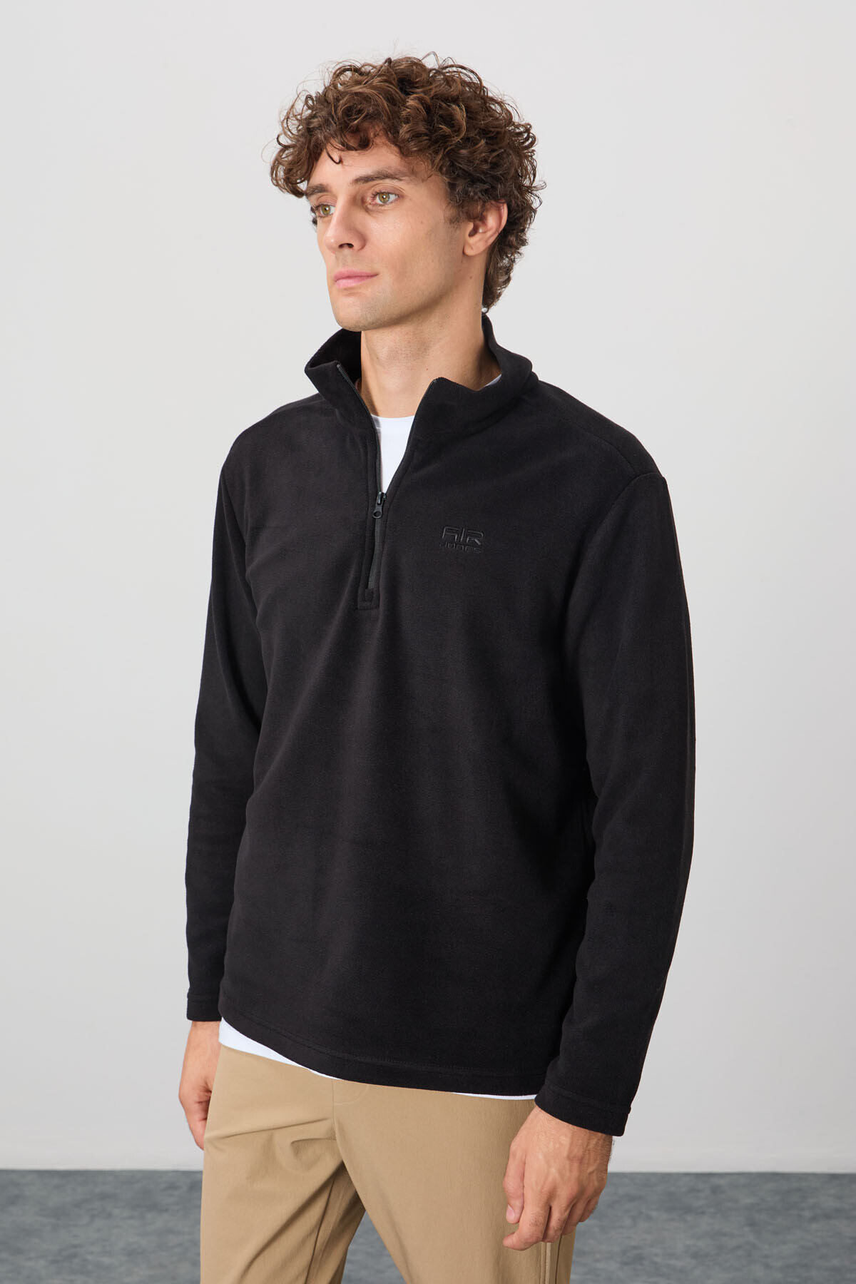 River Siyah Dik Yaka Erkek Polar Sweatshirt - 88310 — رنگارنگ A14ER-88310 — تصویر 5 از 6
