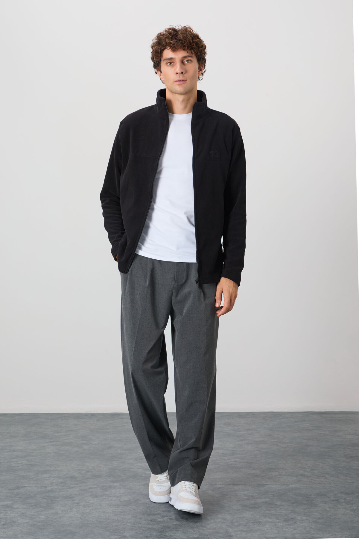 AIR JONES Hardy Siyah Standart Kalıp Polar Erkek Sweatshirt - 88299 görsel 4