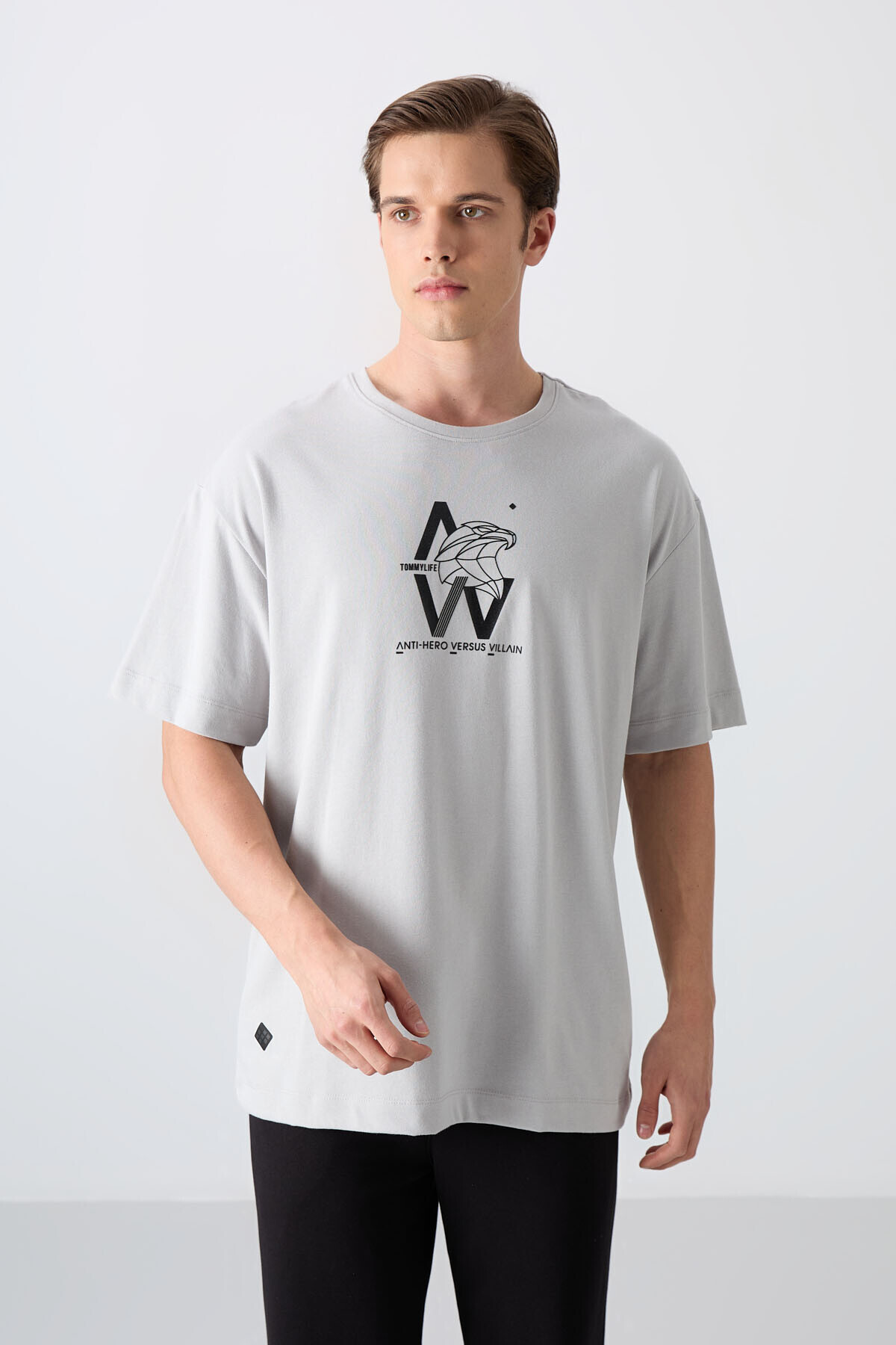 Stone Cotton Thick Soft Textured Oversize Fit Printed Men's T-Shirt- 88332