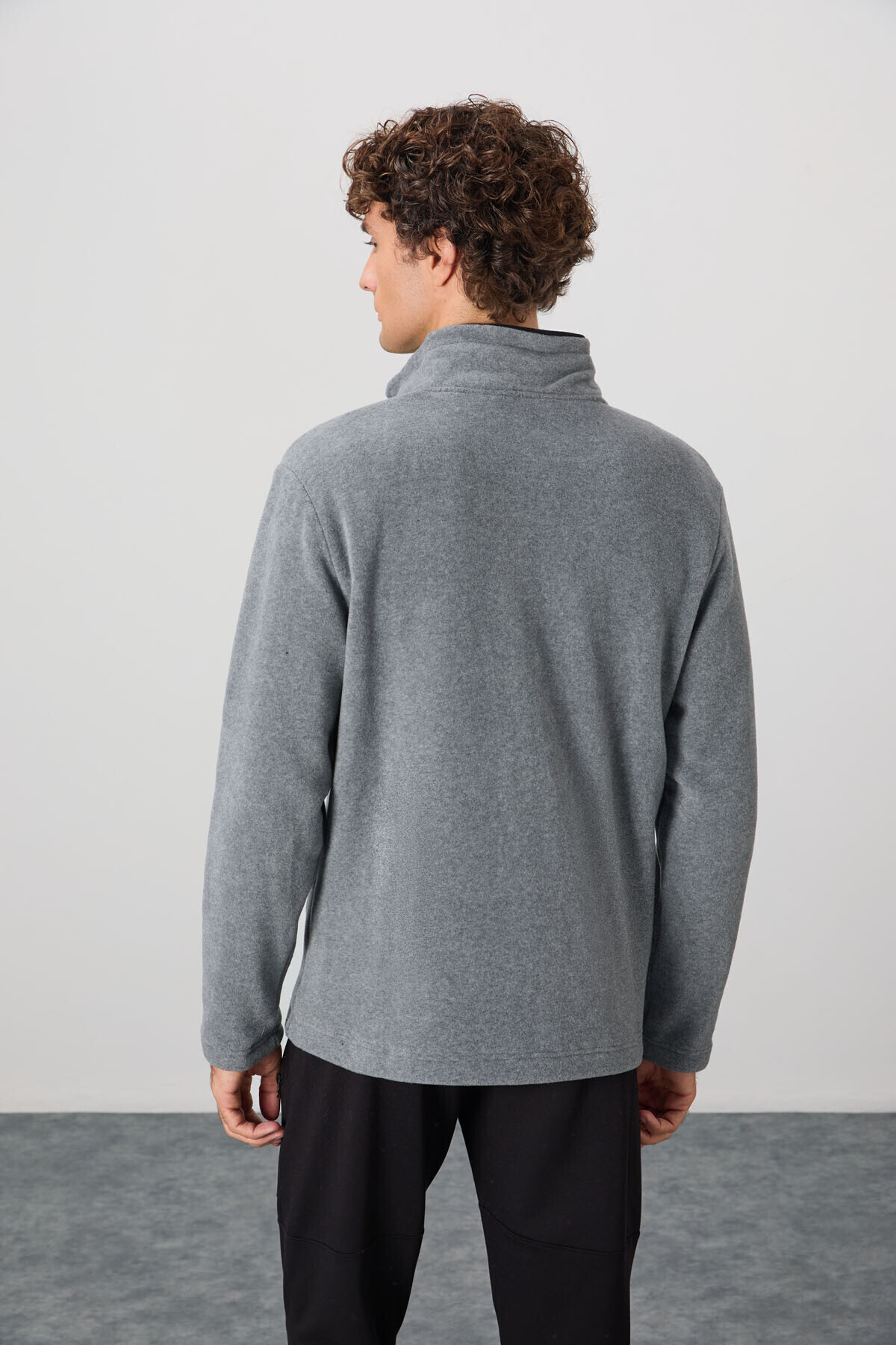 AIR JONES Hardy Gri Melanj Standart Kalıp Polar Erkek Sweatshirt - 88299 görsel 6