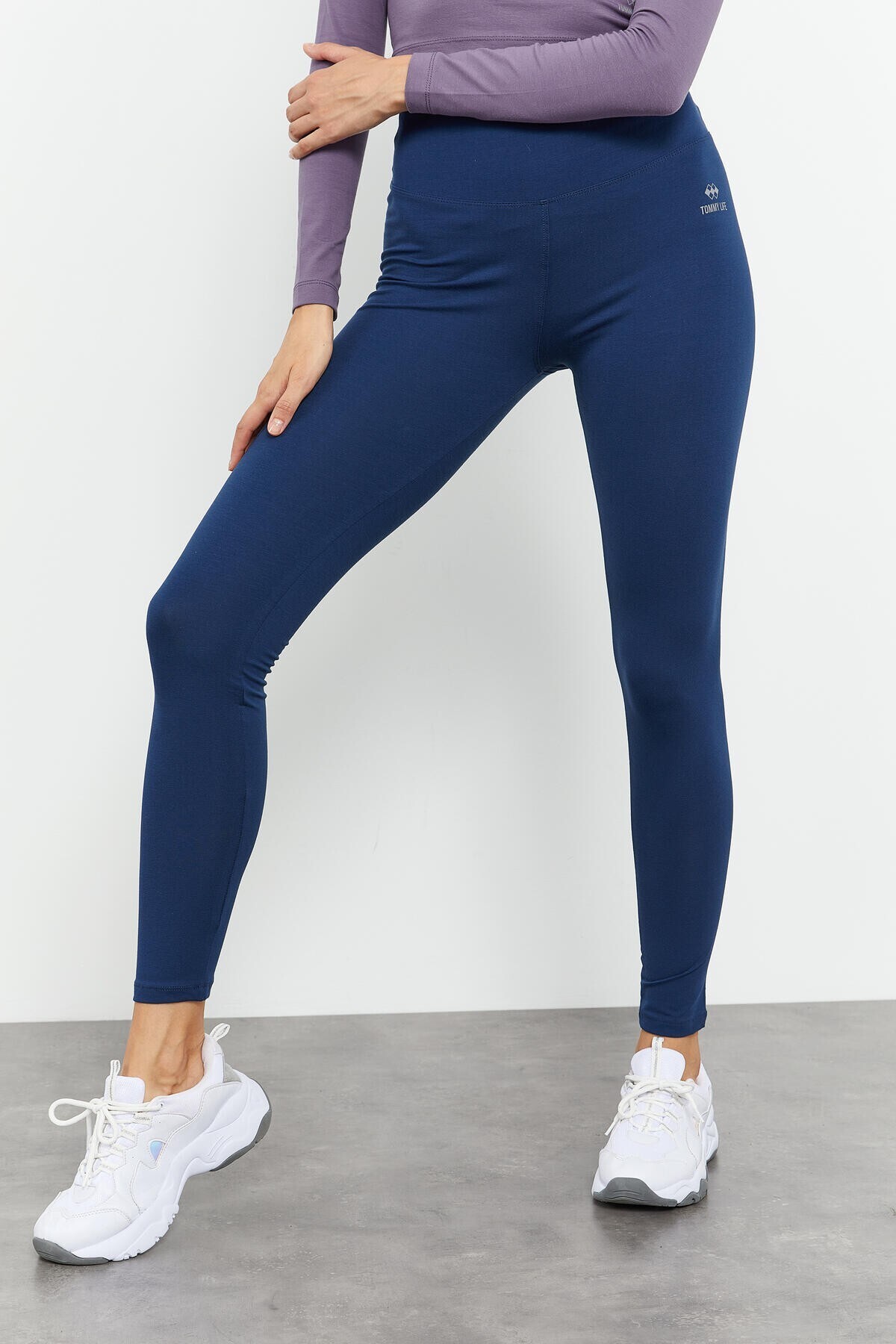 TOMMY LIFE İndigo Yüksek Bel Toparlayıcı Slim Fit Dar Paça Kadın Tayt - 94011 görsel 6