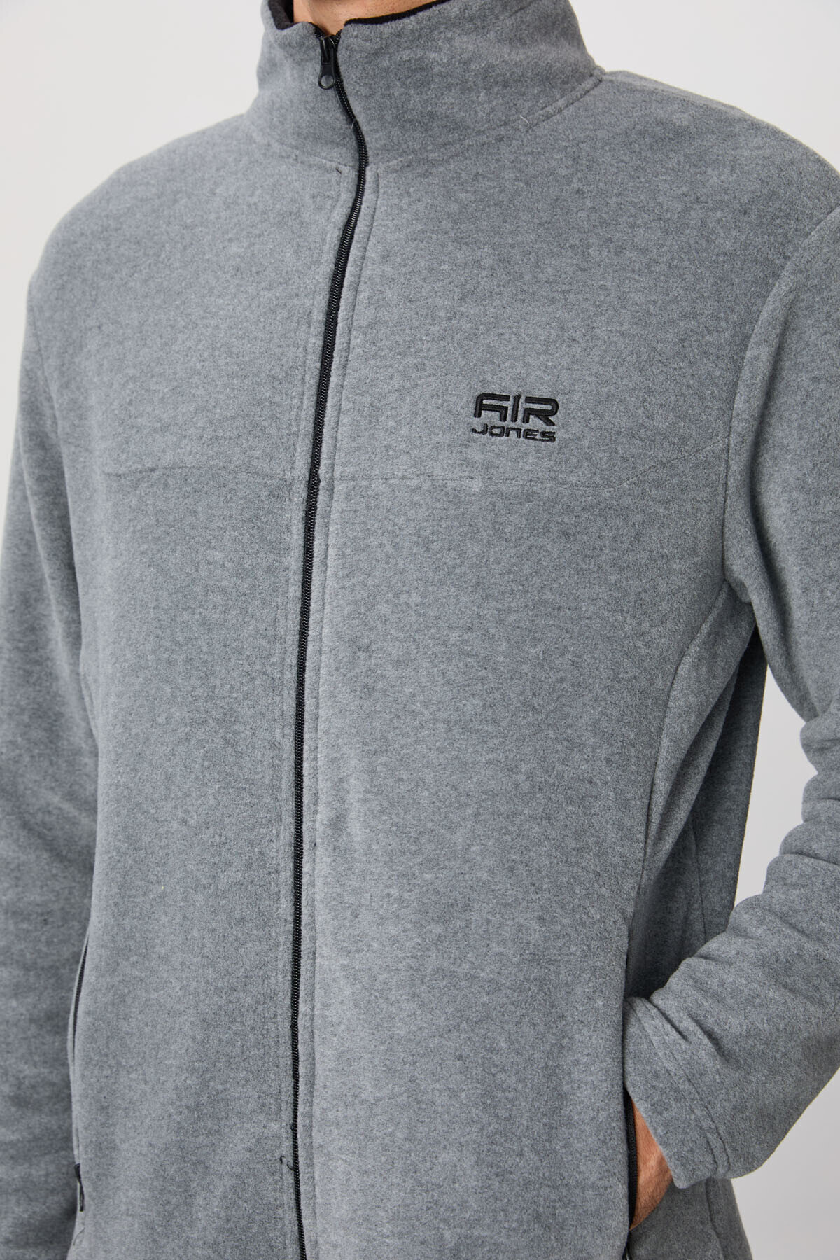 AIR JONES Hardy Gri Melanj Standart Kalıp Polar Erkek Sweatshirt - 88299 görsel 5