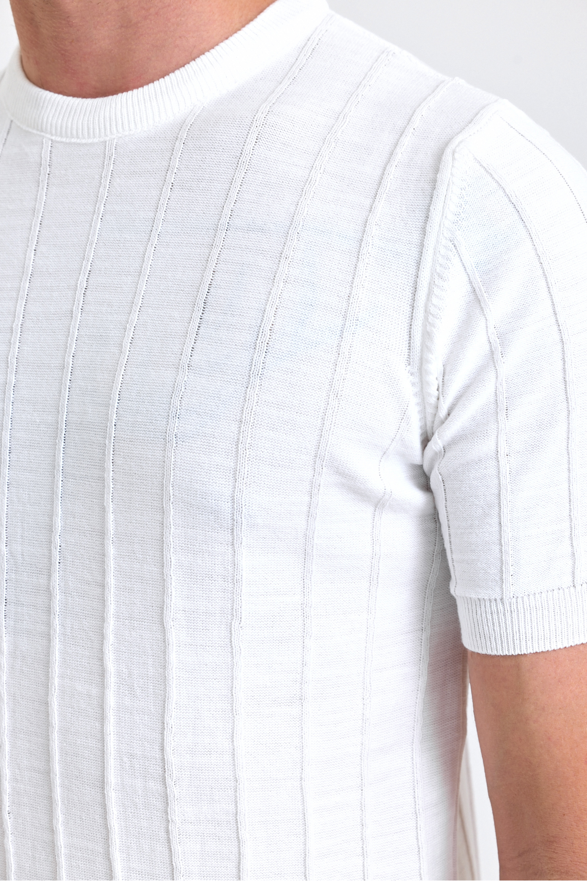 COMBİNE MİCHAİL Beyaz Bisiklet Yaka Triko Erkek T-shirt görsel 6