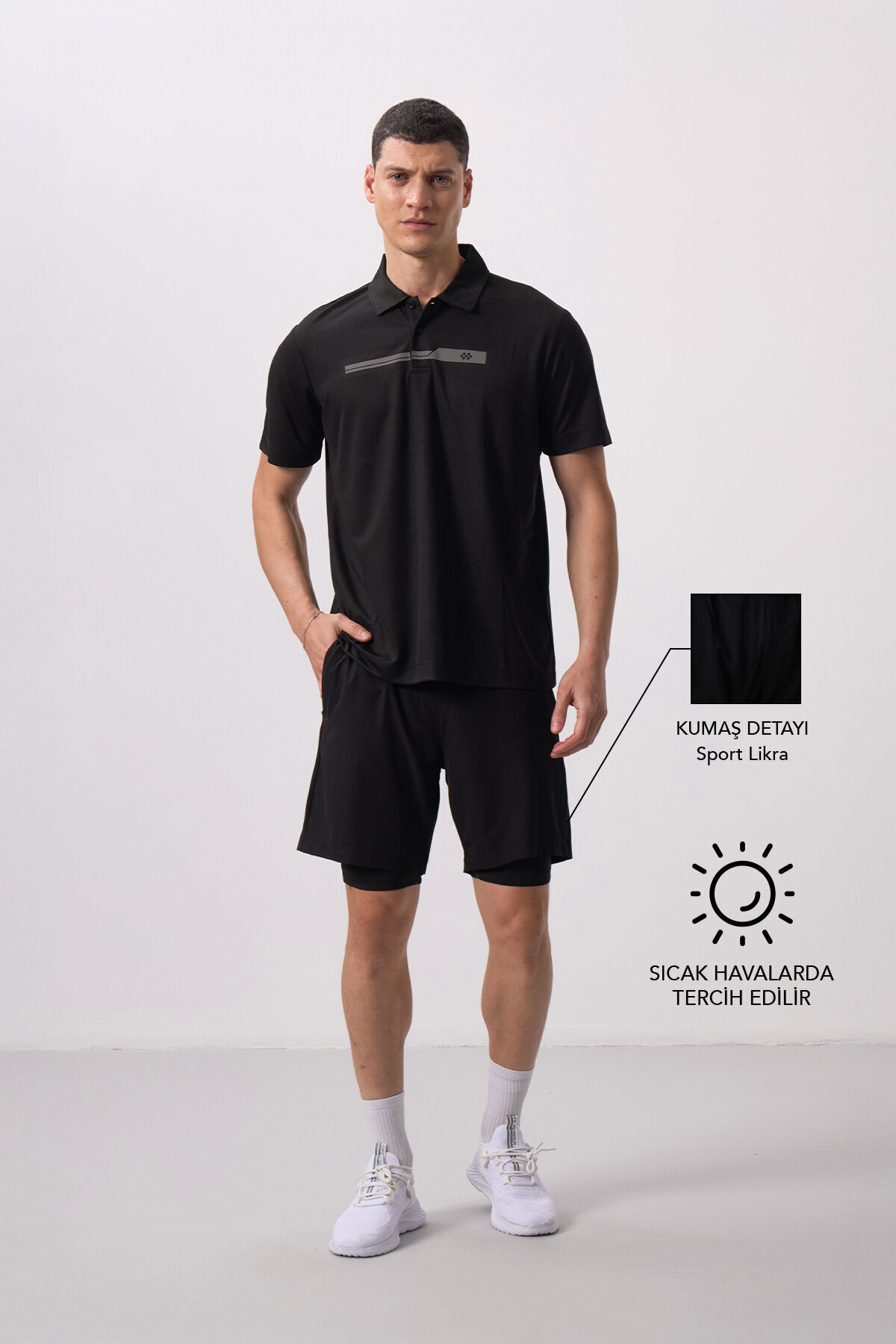 TOMMY LIFE  Siyah İnce Yumuşak Standart Fit Erkek Taytlı Şort - 81287 - Görsel 4