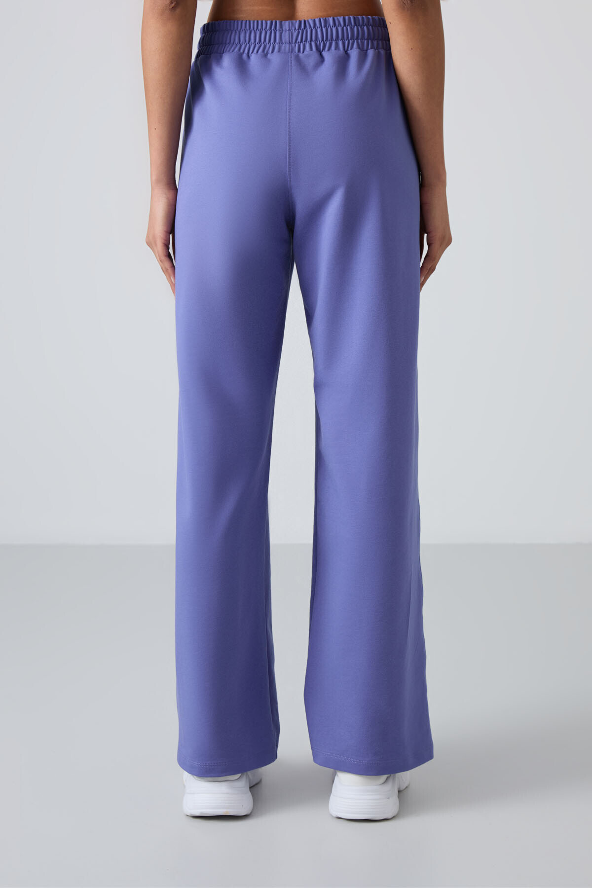 TOMMY LIFE  Eflatun Yüksek Bel Cepli Rahat Form Geniş Paça Kadın Eşofman Alt - 94567 - Görsel 6