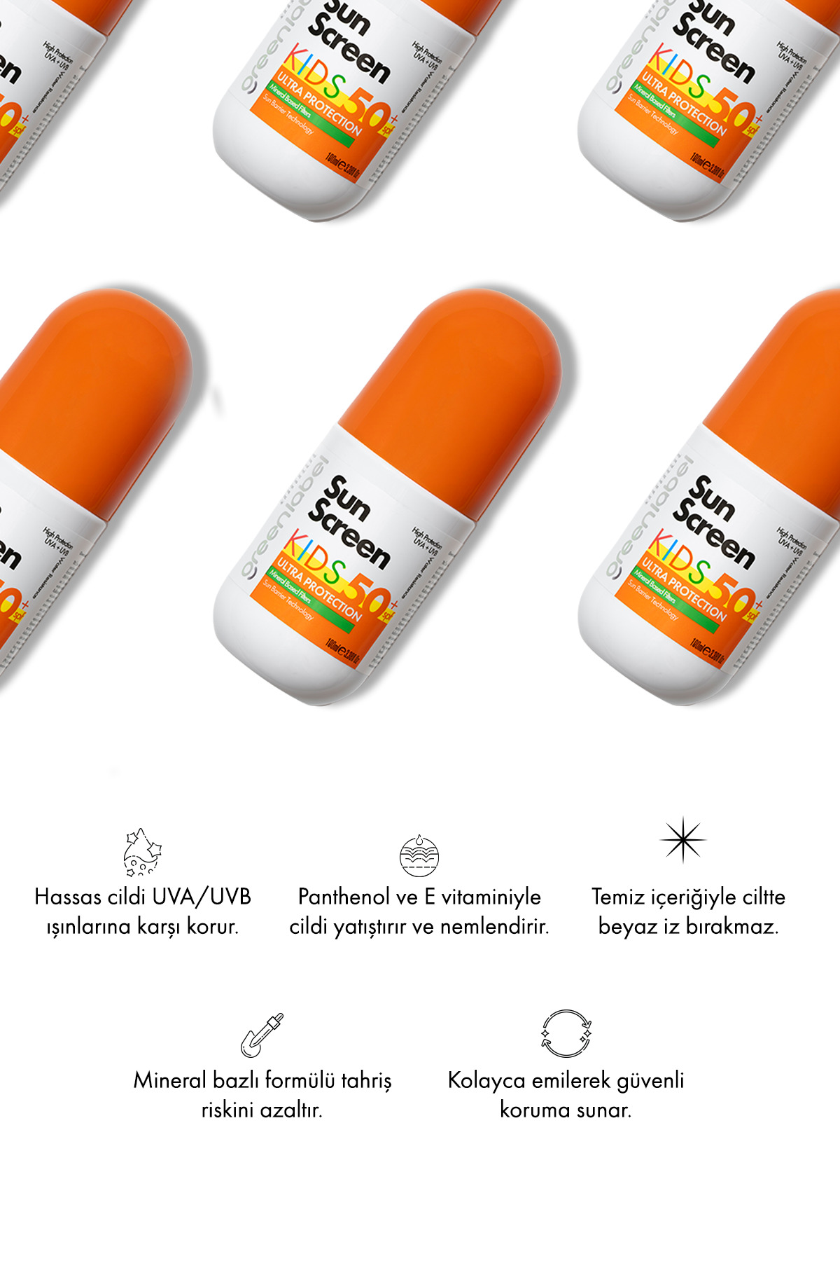 Green Label Çocuk Yüz Ve Vücut Kremi Yüksek Korumalı Kids Sun Spf 50 Mineral Bazlı Güneş Koruyucu Krem 100 ml fotoğrafı 6 (önizleme)