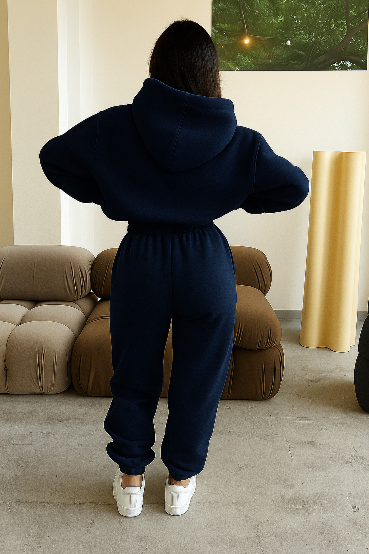 DUBU BUTİK Ellore Australia Спортивний костюм Світшот Jogger - Синій з принтом Oversize з капюшоном