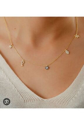 ZAHAP GOLD Luxury Serisi 925 Ayar Gümüş Kadın Şans Kolye – Zarif ve Şık Tasarım