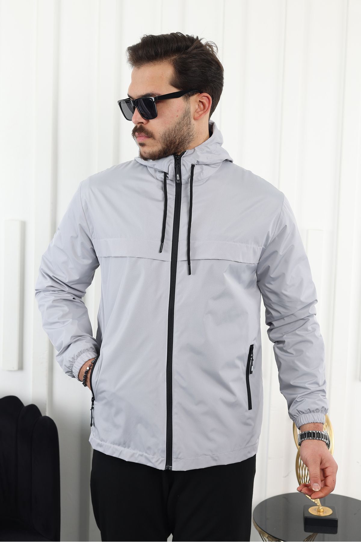 comstar  Erkek Içi Astarlı Suya Dayanıklı Kapüşonlu Cepli Yağmurluk - Görsel 2