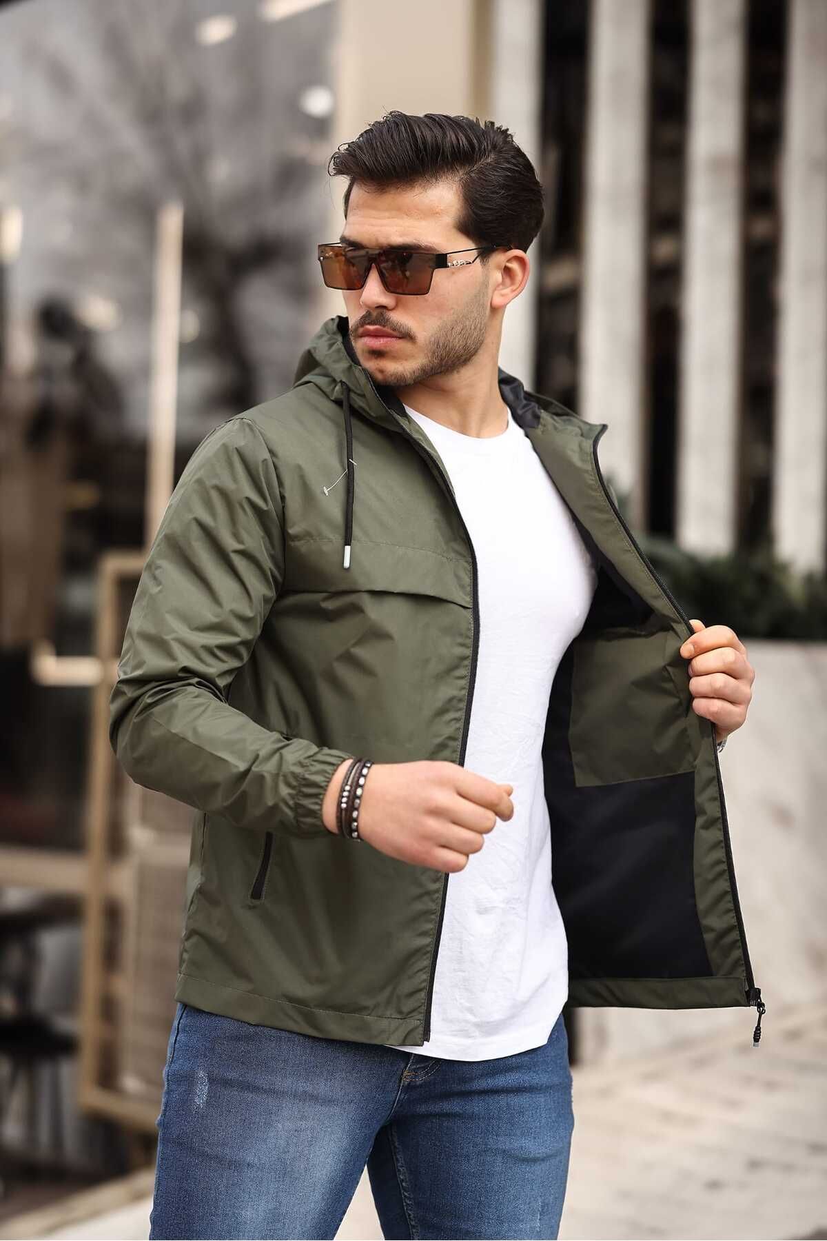 comstar  Erkek Içi Astarlı Suya Dayanıklı Kapüşonlu Cepli Yağmurluk - Görsel 6